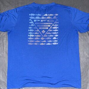 Columbia PFG Mens XL Blue Omni‑Shade Performance Fishing T‑Shirt Short Sleeve